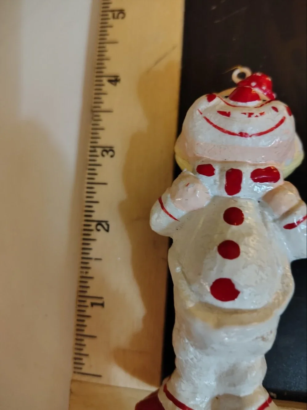 Pair of vintage plastic blow mold clown Christmas ornaments